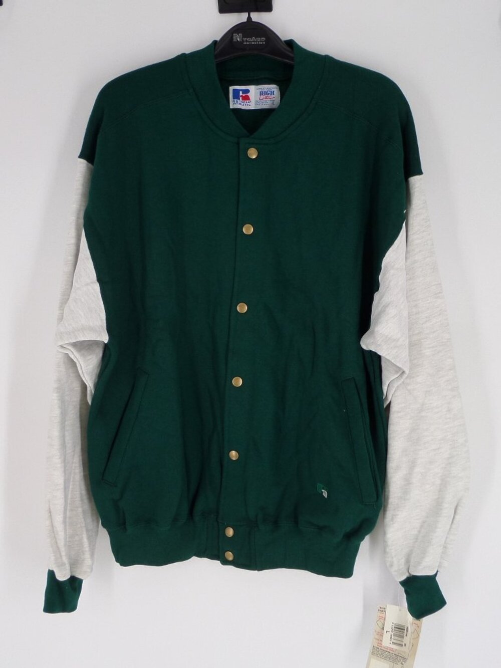 Vintage 80's Russell Athletic Varsity Style Jacket Green n Gray Size Large NWT